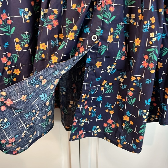 Woman Within floral button-down V-neck long sleeve tunic top 2X 26/28 - Picture 7 of 7